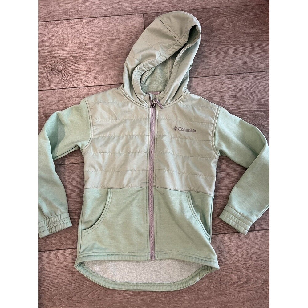 Columbia Jacket Girls Size Small‎ Green Full Zip Hooded with Pockets